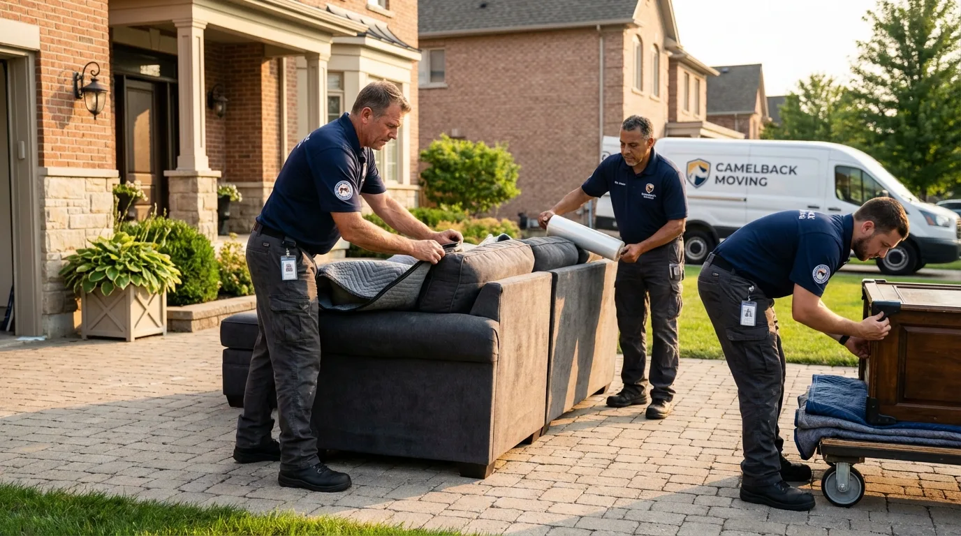 Large estate moving crew wrapping furniture in Icard, NC